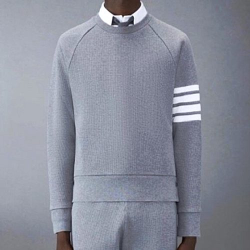 THOM BROWNE  4BAR 와플 맨투맨 - 그레이