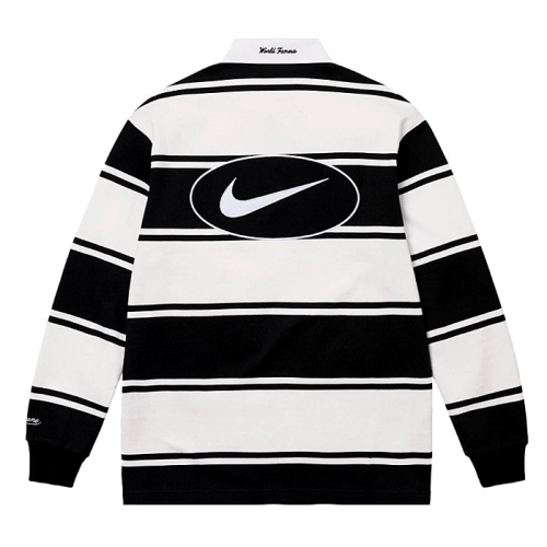 SUPREME x NIKE 액티브 로고드 스트라이프 럭비 티셔츠