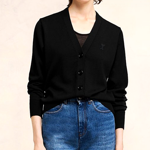 AMI 드 꾀흐 까마이외 자수 니트 가디건  - woman