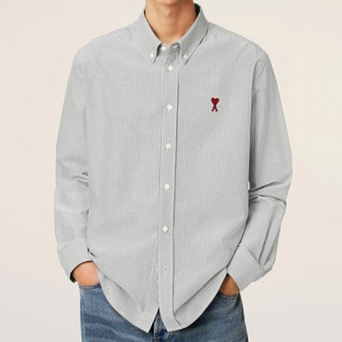 AMI 아미 드 꾀흐 체인 자수 옥스포드 셔츠