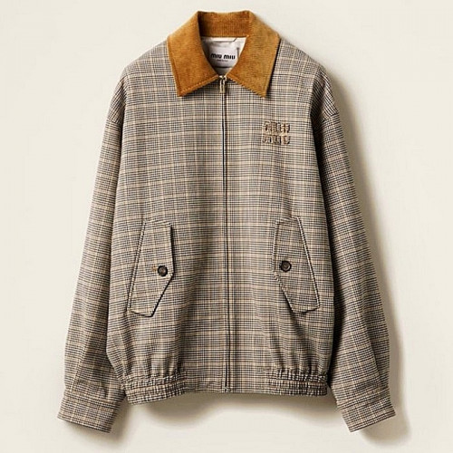 미우 MIUMIU 더블체크드 블루종 자켓