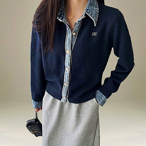 셀린느 CELINE 울 데님카라 가디건