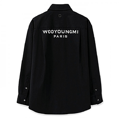 WOOYOUNGMI 블랙 코튼 백로고 셔츠