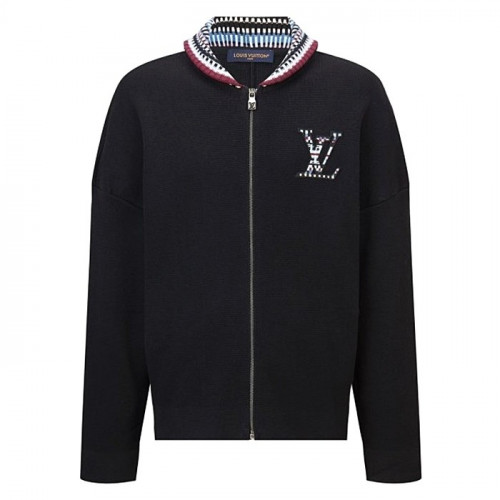 LOUIS VUITTON 체크로고 니트 봄버 자켓