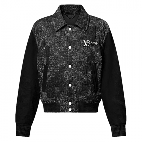 LOUIS VUITTON 믹스 레더 바시티 블루종 자켓