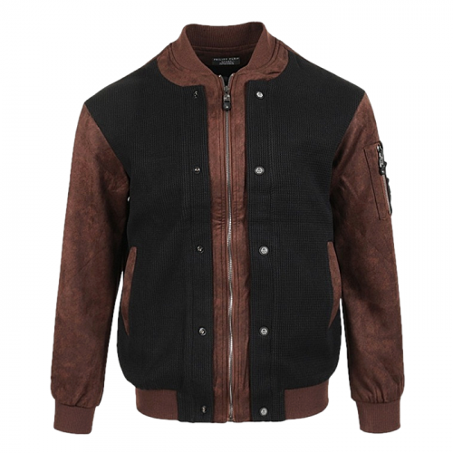 필립플레인 PHILIPP PLEIN 스틸로고 니트레이어드 MA-1 자켓