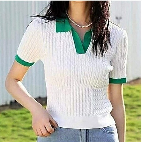 GUCCI 그린 브이넥 카라 반팔 니트