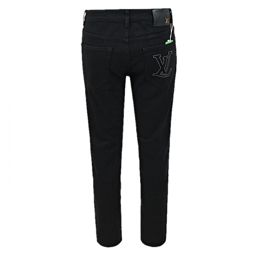 LOUIS VUITTON 스터드 스틸로고 블랙 슬림 일자진