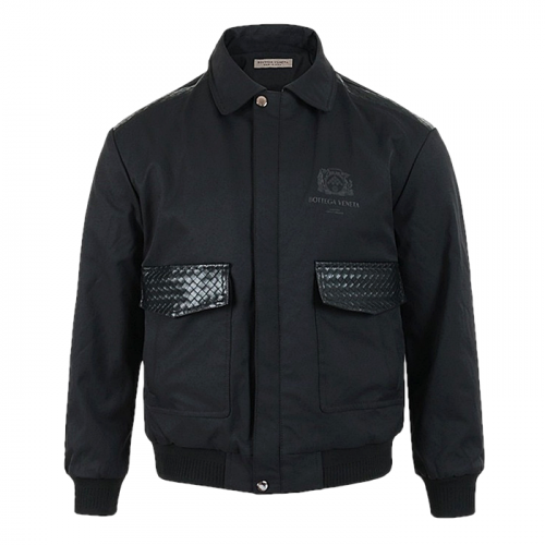 BOTTEGA VENETA 포켓 레더포인트 코튼 블루종