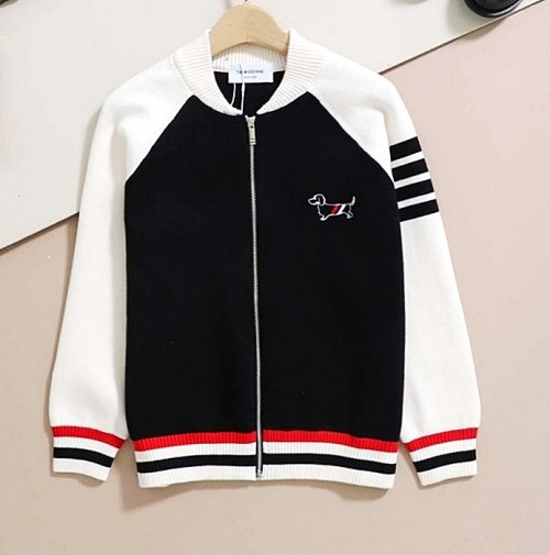 THOM BROWNE 강아지 니트 집업 블루종