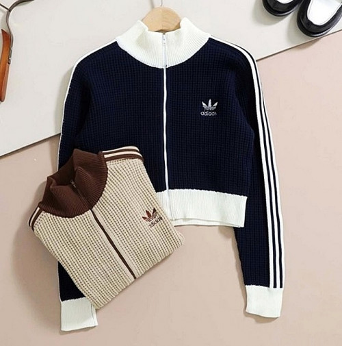 아디다스 ADIDAS 와플 니트 크롭 져지