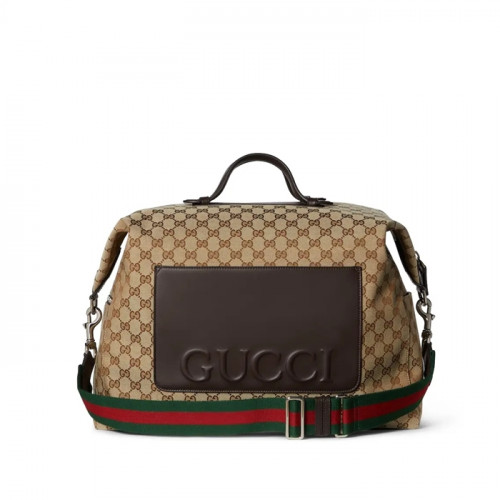 구찌 GG 캔버스 미디엄 더플백 - 베이지