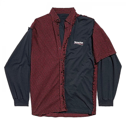 BALENCIAGA 디스트 체크드 레이어 롱슬리브