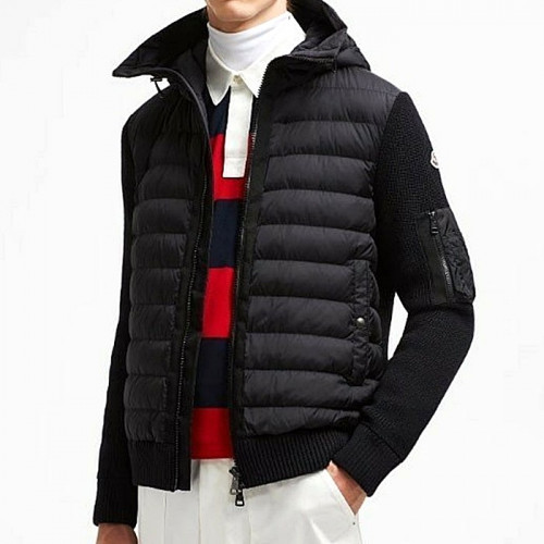 MONCLER 로고 패치 울 니트 패딩자켓