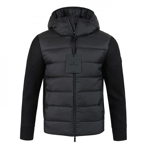 MONCLER 니트 레이어드 덕다운 후드 패딩 자켓