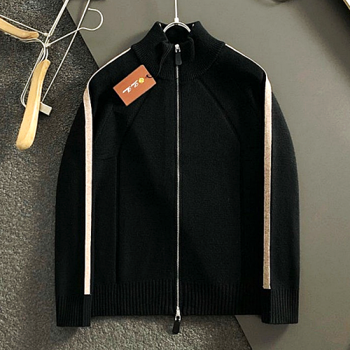 로로피아나  Loro Piana 스티치 배색 양모 하이넥 집업 가디건