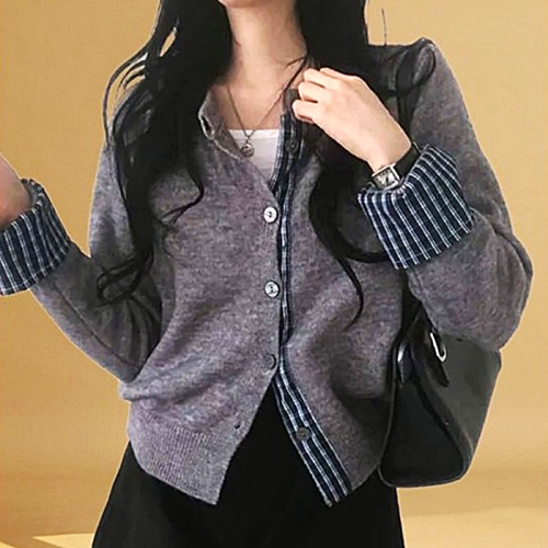 라코스테 LACOSTE 체크배색 니트 가디건