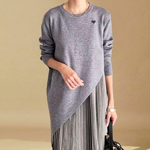 프라다 PRADA 주름배색 원피스