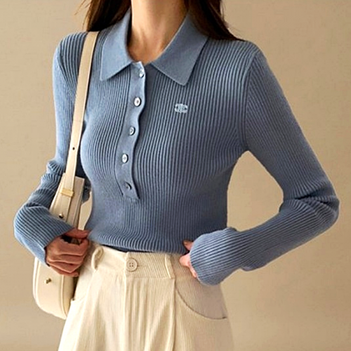 셀린느 CELINE 줄단추 니트 롱슬리브