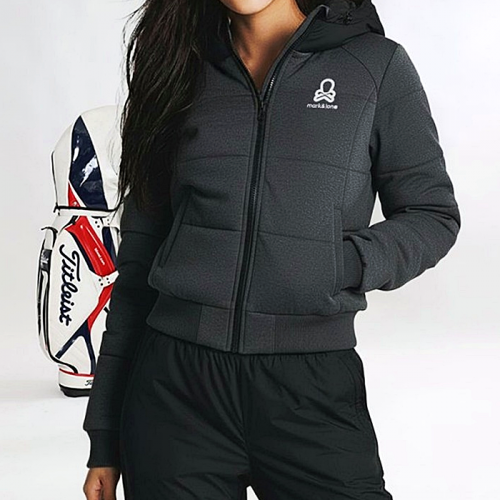 MARK & LONA 배색 후드 래글런 패딩