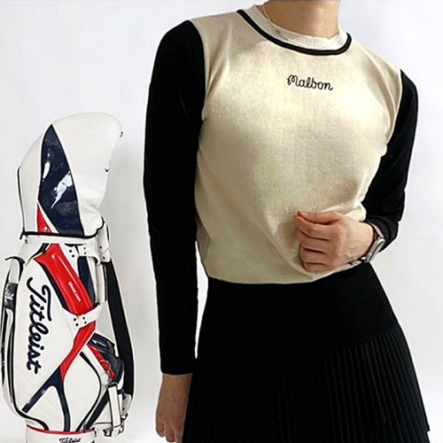 말본 MALBON 라운드배색 니트긴팔