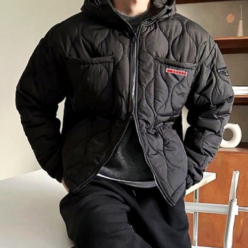 PRADA 유니섹스 레드라인 투웨이 셔드 퀄팅 패딩