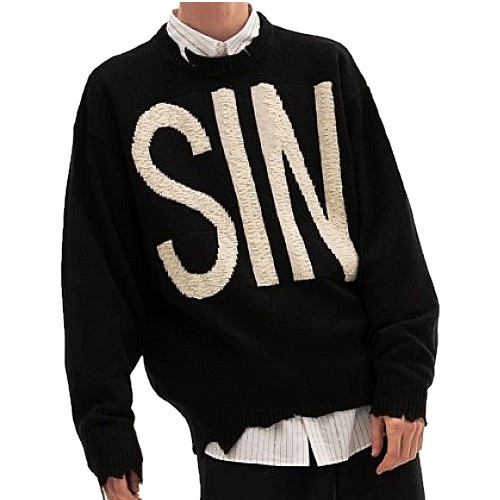 SAINT x RM 레이어신 로고 디스트 스웨터