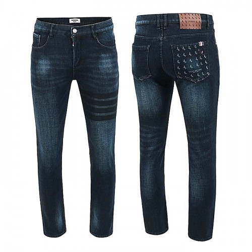 THOM BROWNE 블랙4바 도그 멀티그래픽 융기모 슬림진