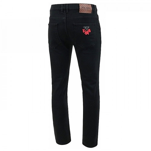 PRADA 클래식레더 이니셜 레터링 융기모 슬림진