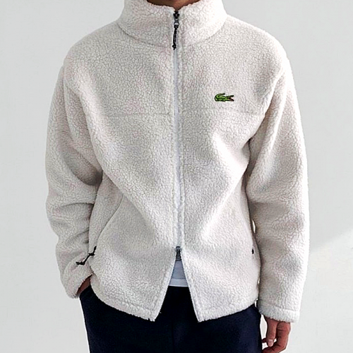 라코스테 LACOSTE 와이드 립 카라 플리스 집업