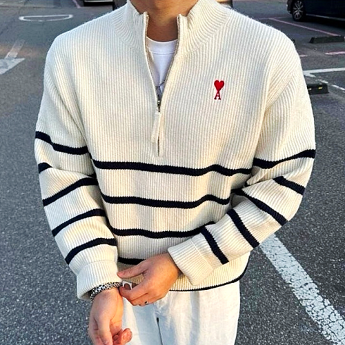 아미 AMI 하찌 반집업 단가라 니트