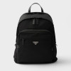 프*다 리나일론 및 사피아노 가죽 백팩 - 블랙