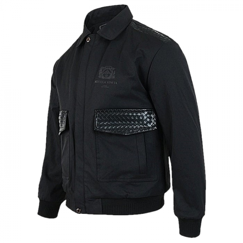 BOTTEGA VENETA 격자레더 포켓 코튼 블루종