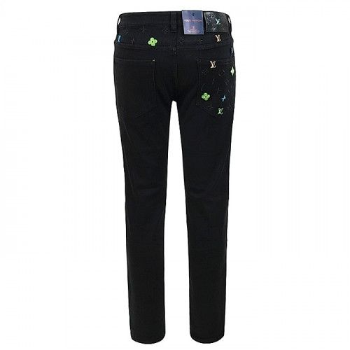 LOUIS VUITTON 네온 멀티 자수 블랙 슬림 일자진 - 융기모