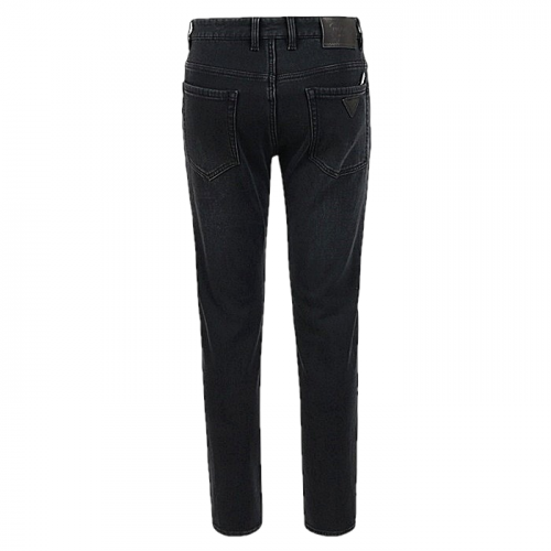 PRADA 레더 삼각로고 블랙 슬림 일자진 - 융기모