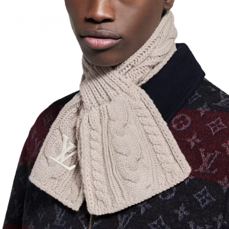 LOUISVUITTON 꽈베기 자수 로고 베이지 머플러