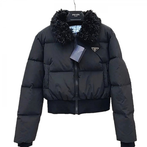 PRADA 보아털 덕다운 숏패딩 자켓