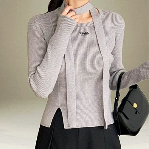 PRADA 스카프 골지 니트