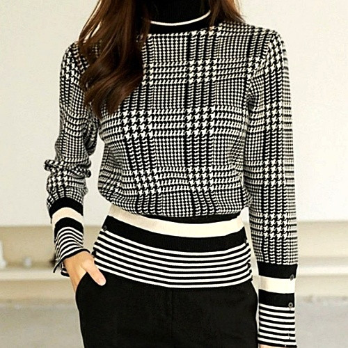 THOM BROWNE 블랙 하운즈 폴라 니트 9707