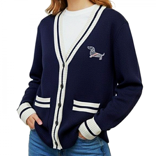 THOM BROWNE 헥터 라인 배색 니트 가디건 25-865