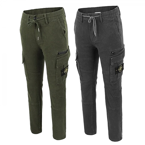 STONE ISLAND 슬림 밴드오비 지퍼포켓 카고 팬츠