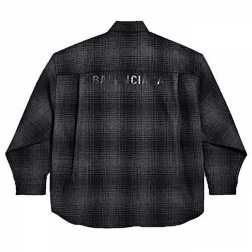 BALENCIAGA 그레이 체크드 울플란넬 셔츠