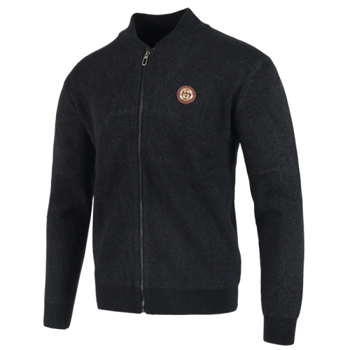 GUCCI 골드스틸 레더 램스울 니트 집업