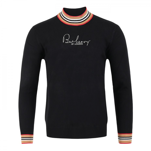 BURBERRY 시보리 레터링 자수 램스울 넥 니트