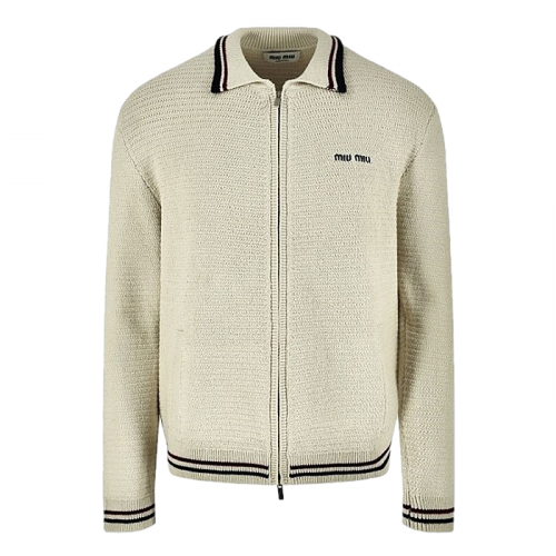 미우미우 MIUMIU 코튼크로셰 집업 가디건