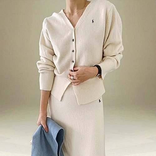 랄프로렌 polo ralphlauren 브이 가디건 스커트 SET