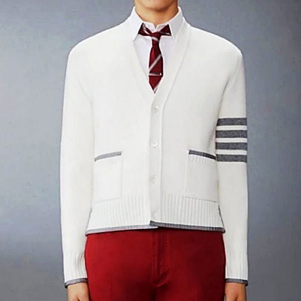 THOM BROWNE 밀라노 4바 스티치 브이넥 가디건