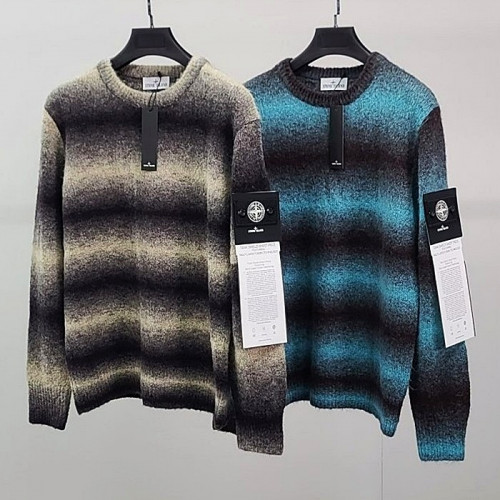 STONE ISLAND 흑백패치 모헤어 니트