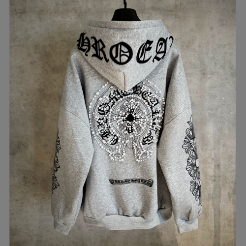 Chrome heart 플라워 크로스 후드집업