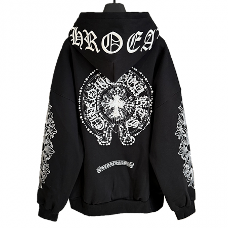 Chrome heart 플라워 크로스 후드집업